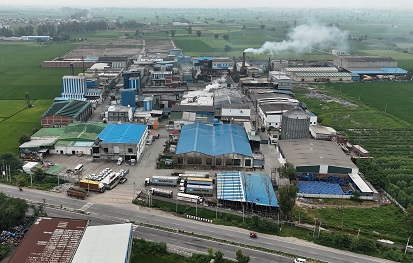 Aerial view of Goodrich Potato Main Campus in Karnal (Haryana), depicting industrial activity and manufacturing process.