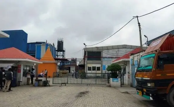 A truck parked in front of the Goodrich Potato Campus in Kutail (Haryana)  Plant building.
